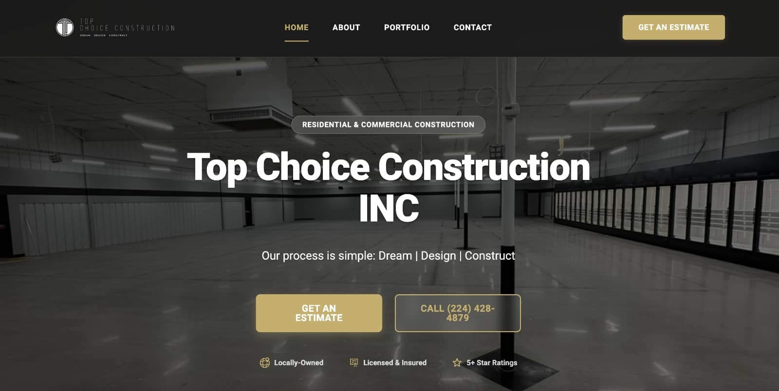 construction website design example