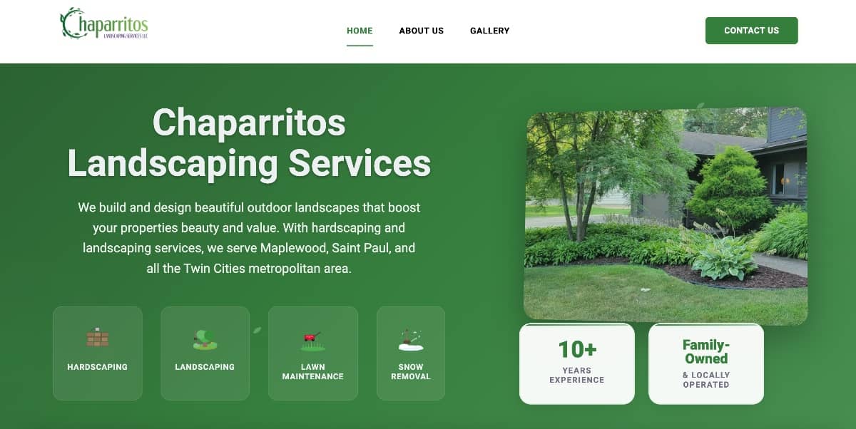 Chaparritos Landscaping Services website shown on a desktop