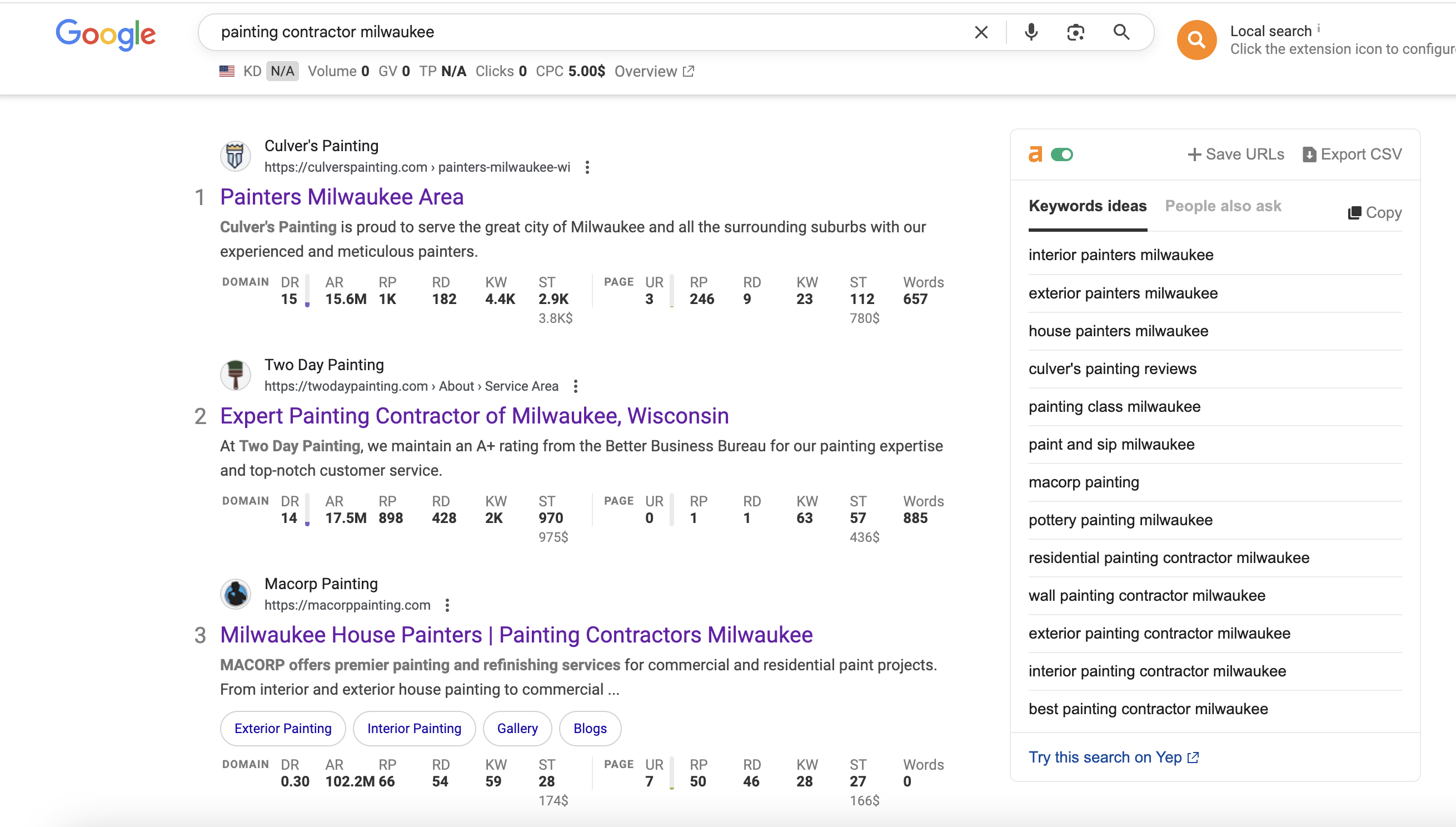 seo search results for painting