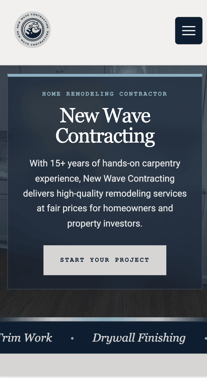 New Wave Contracting website shown on a phone