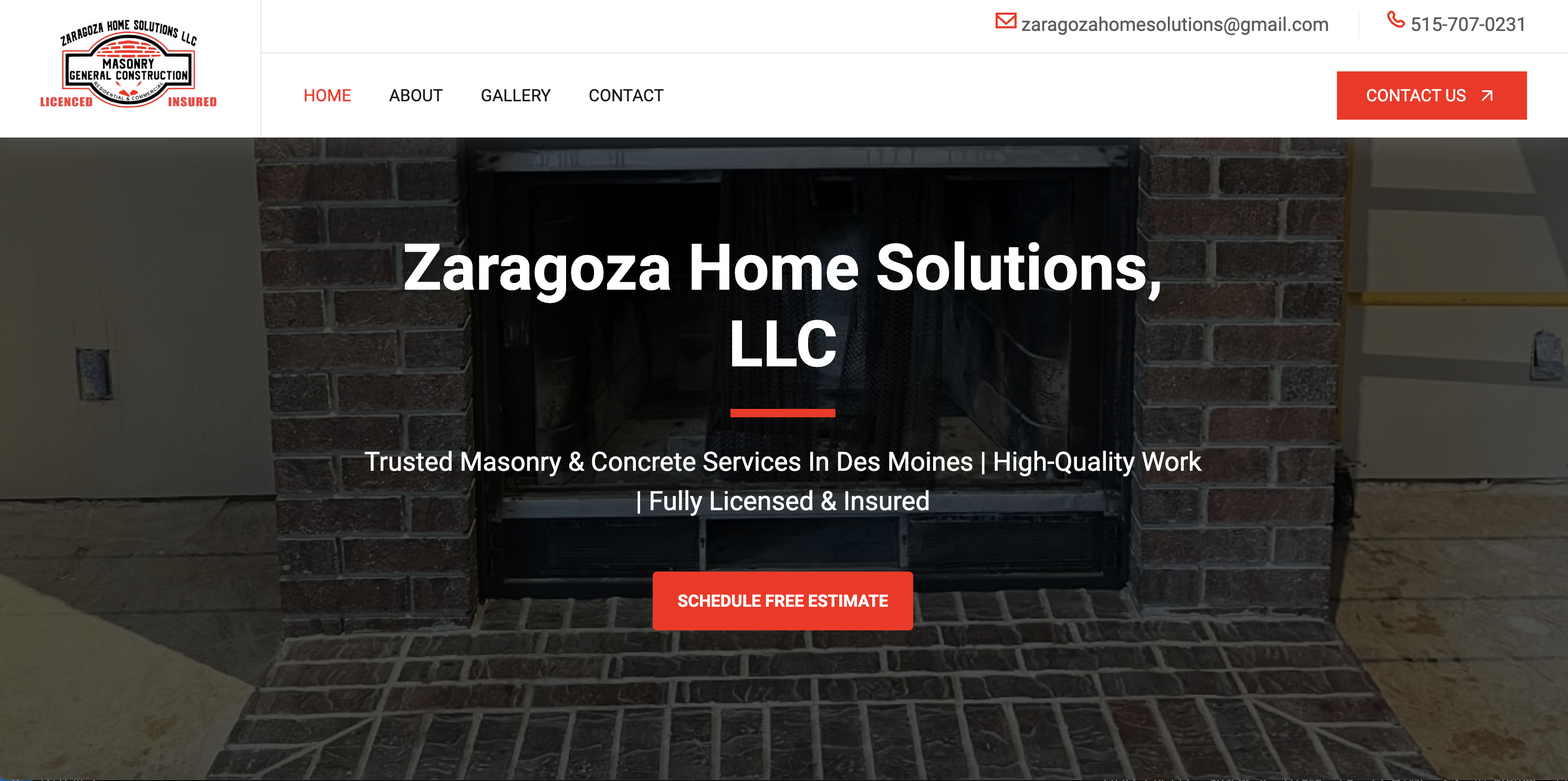 Zaragoza Home Solutions website