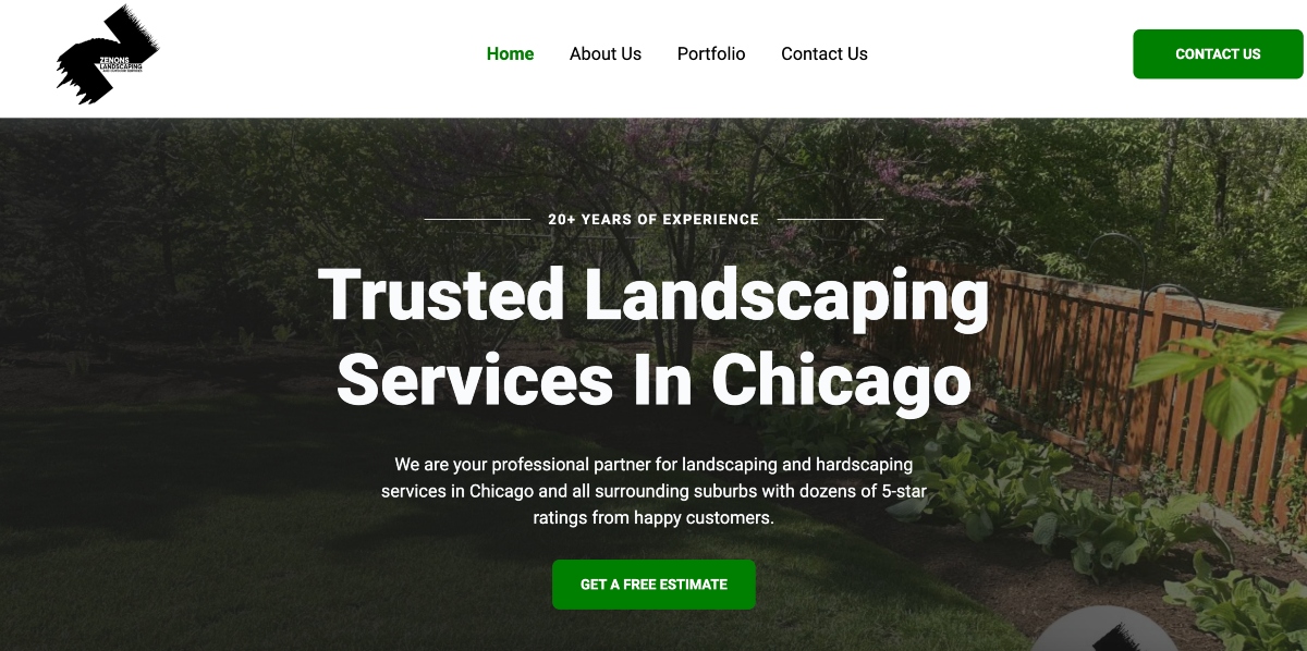 Zenon's Outdoor Services website